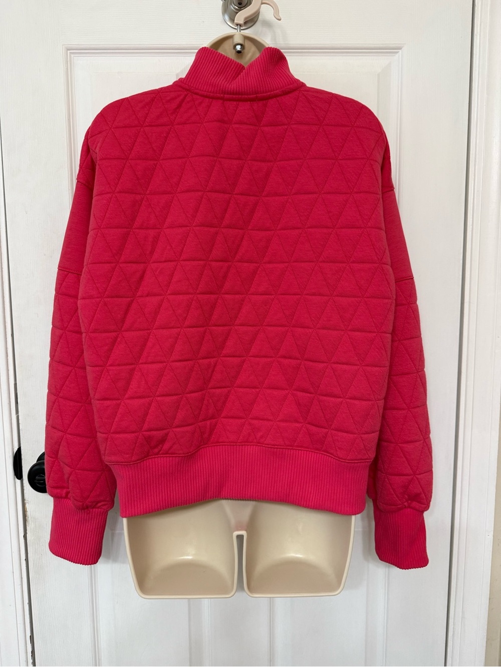 EVEREVE Pink Quilted Half Zip Pullover Sweatshirt Mock Neck Medium - Picture 3 of 13